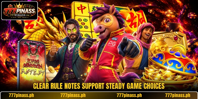 Clear rule notes support steady game choices