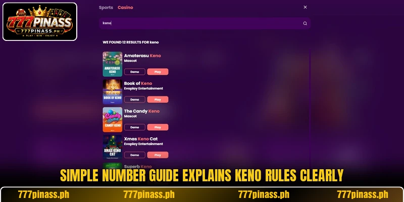 Simple number guide explains Keno rules clearly